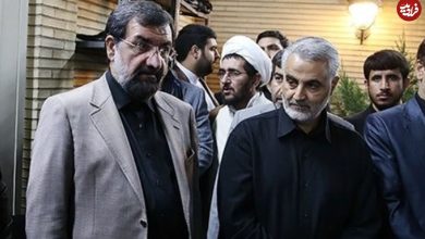 عکس؛ سفر به تاریخ؛ نماز خواندن «حاج قاسم سلیمانی و سردار رشید» پشت سر «محسن رضایی»؛ سال 94