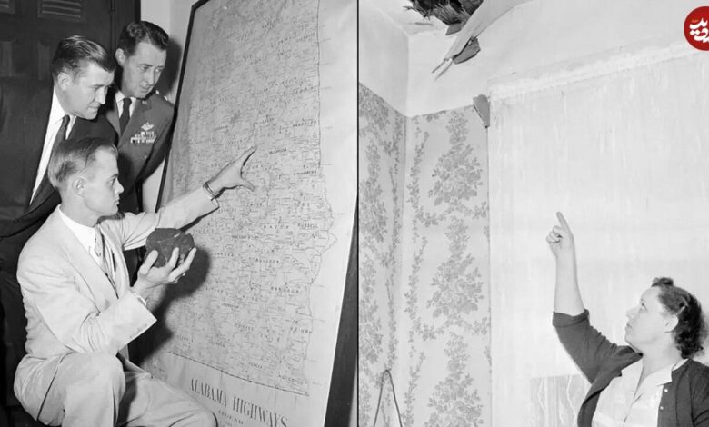 عکس؛ سفر در زمان؛ شهاب‌سنگ روی خانه افتاد، از سقف عبور کرد و به زن نگون‌بخت برخورد