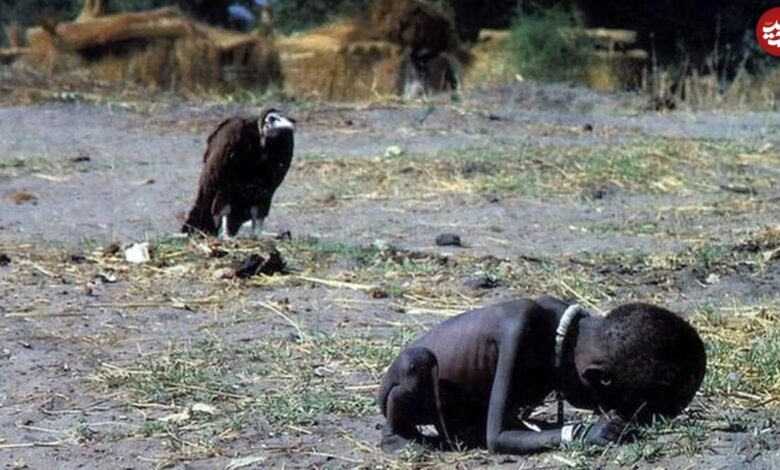 تاریخ و سفر در زمان؛ (عکس) «لاشخور و دختر قحطیزده» ماجرای یکی از تکاندهندهترین های «لاشخور و دختر قحطیزده»؛ ماجرای یکی از تکاندهندهترین عکسهای تاریخ