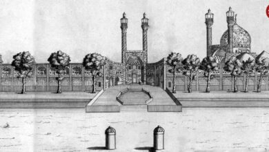 عکس؛ سفر در زمان؛ میدان نقش جهان اصفهان؛ اثر ون اسن، سال ۱۷۰۳ میلادی