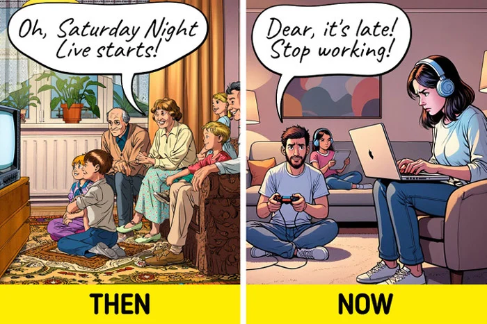 175531895857177-irannaz-com تماشای تلویزیون و استفاده از گوشی ، عکس هایی از تفاوت های بسیار جالب زمان قدیم با الان