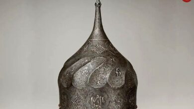 عکس؛ سفر در زمان؛ کلاه‌خود جنگی ایرانی از طلا و نقره، قرن ۱۹