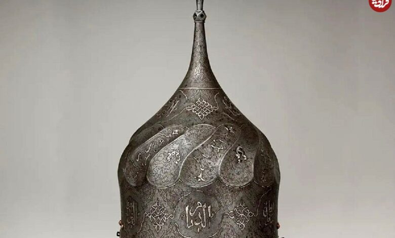 عکس؛ سفر در زمان؛ کلاه‌خود جنگی ایرانی از طلا و نقره، قرن ۱۹