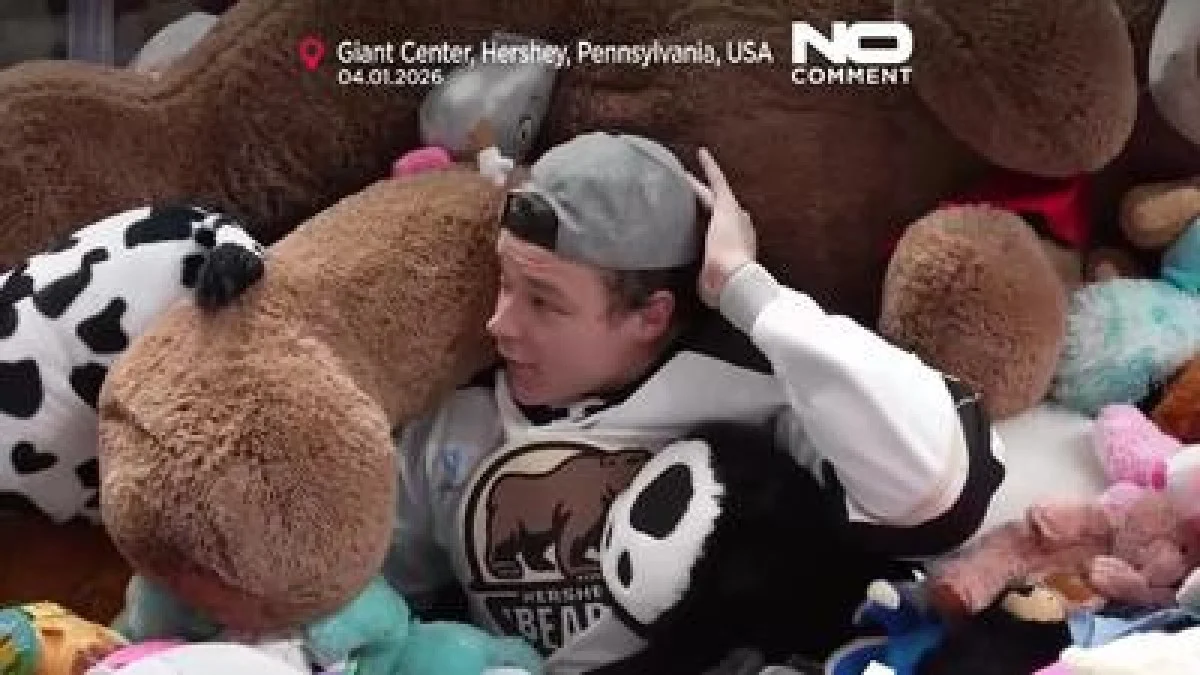 زمین هاکی روی یخ عروسک‌باران شد